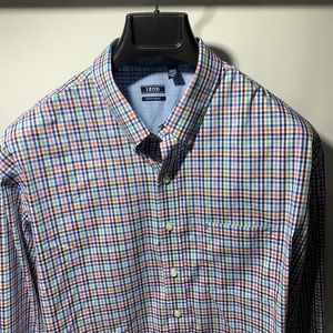 Izod mens big tall gingham button down shirt 4XL